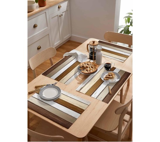 Placemats Brown Wood Grain Place Mats for Dining Table Wooden Stripes Washable Table Mats for Kitchen Dining Decorations Set of 12